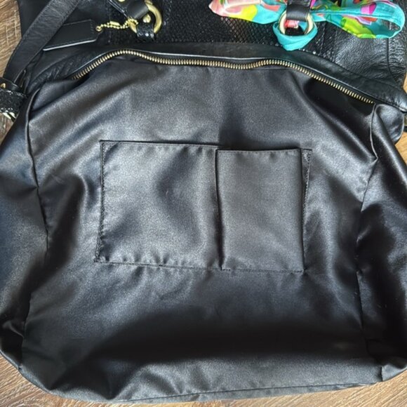 Coach Ashley(F20104) Black Leather w/Python Embossed Trim Tote/Shoulder Bag(EUC) - Picture 15 of 17